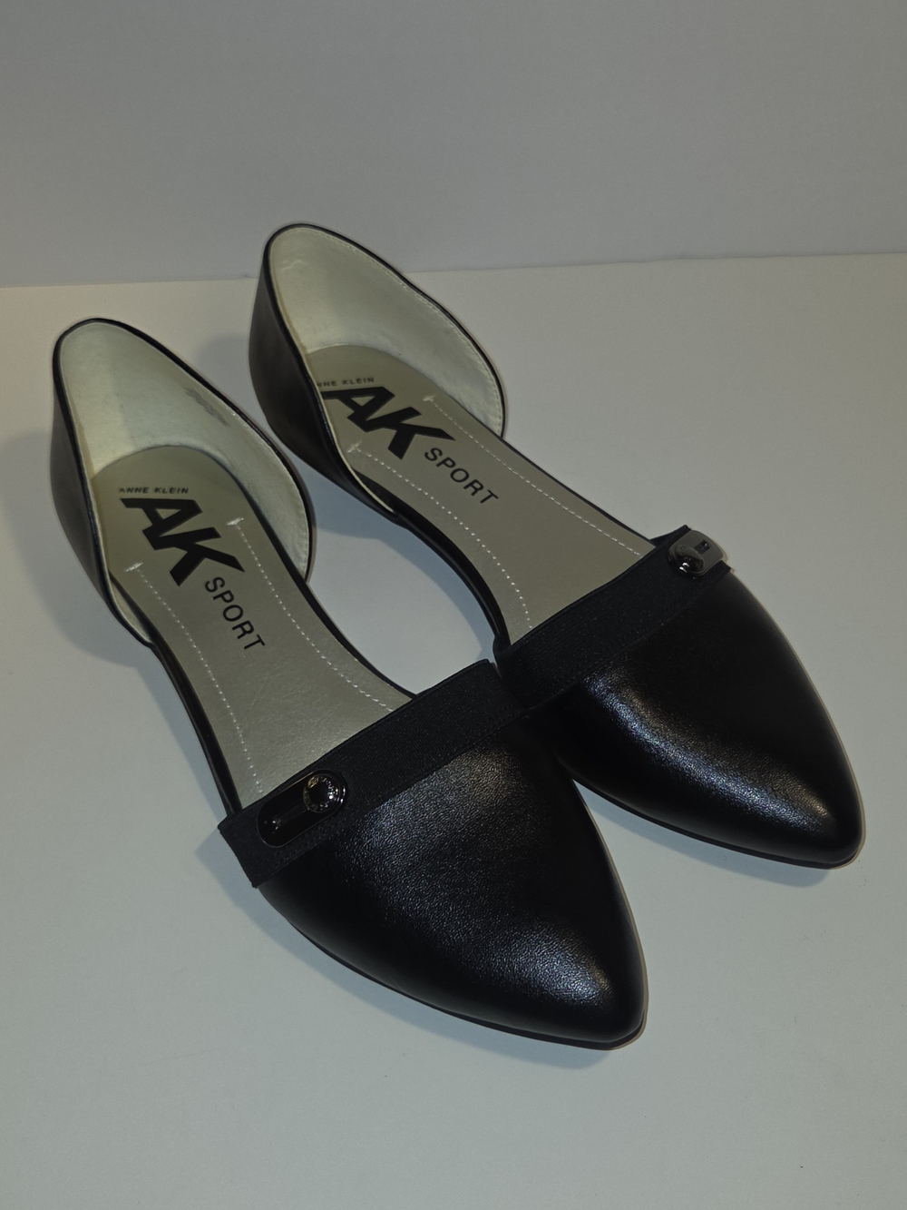 Anne Klein Black Pointed D'Orsay Flats